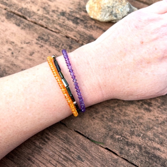 14K Gold Wrap Bracelet / Necklace – Amethyst, Green Tourmaline & Mandarin Garnet - Picture 8 of 8